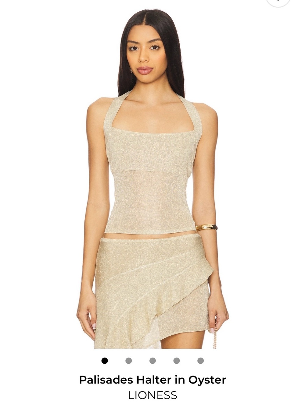 Lioness Shimmery Halter Tank in Oyster Beige